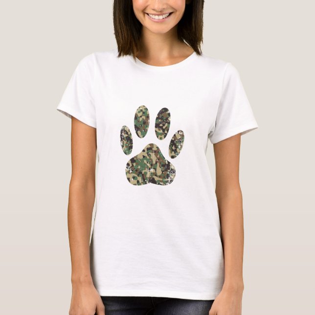 Camiseta Impressão de Cachorro de Camo Distante (Frente)