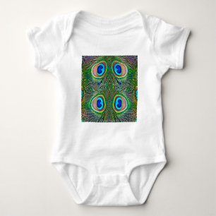 Camiseta Impressão de Caleidoscópio de Penas de Pavão