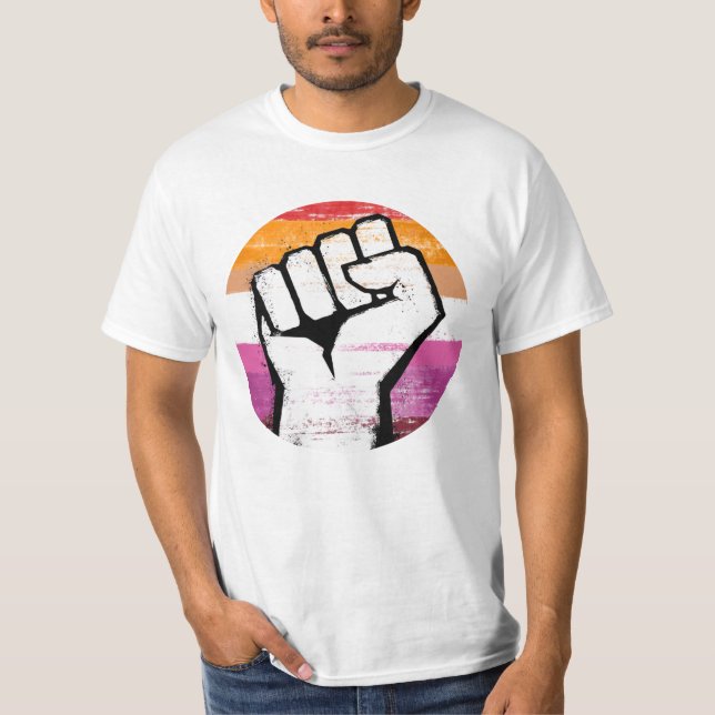 Camiseta Impressão de Círculo do Punho do Orgulho Lésbico (Frente)