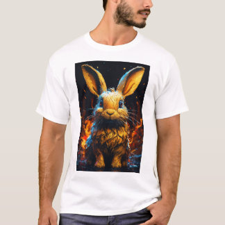 Camiseta Impressão de Coelho Adorável.