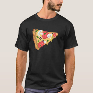 Camiseta Impressão de comida Pizza PixelArt queijo derretid