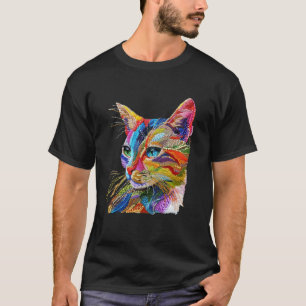 Camiseta Impressão de Costura - Gato Colorido