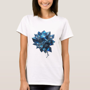 Camiseta Impressão de CRISTAIS AZUIS de Prata NÍTIDA