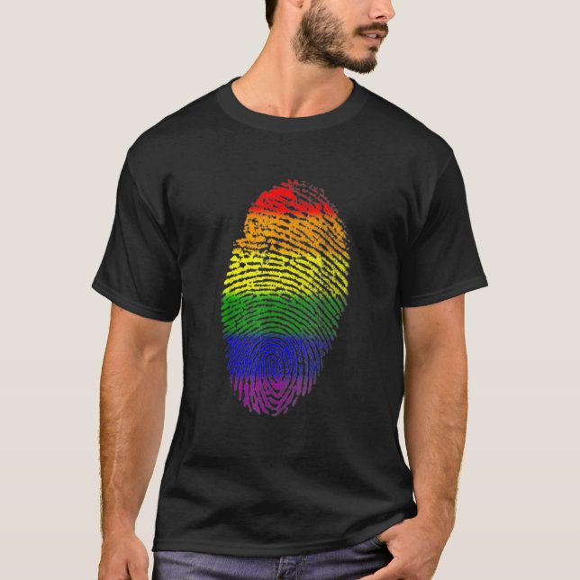 Camiseta Impressão de Dedo Dna Lgbtq Orgulho gay de Sinaliz (Frente)