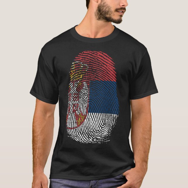 Camiseta Impressão de dedo - Sérvia (Frente)