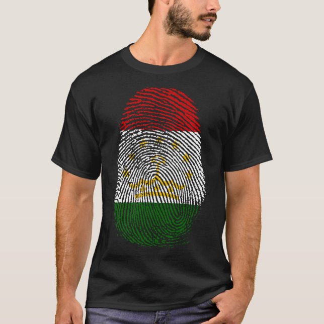 Camiseta Impressão de dedo - Tajiquistão (Frente)