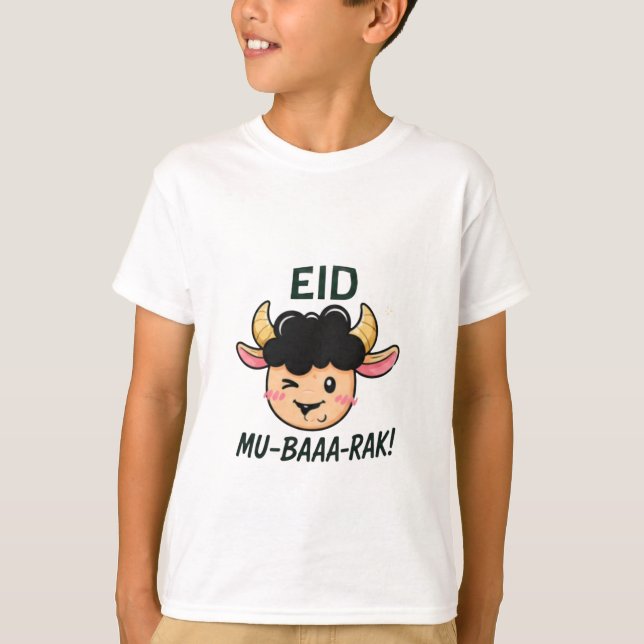 Camiseta Impressão de desenho animado de cabra do Eid (Frente)