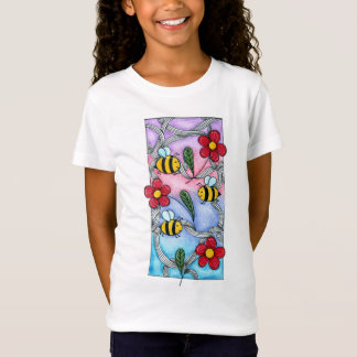 Camiseta impressão de desenho animado para meninas