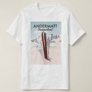 Camiseta Impressão de esqui de Suiça de poster de viagem de