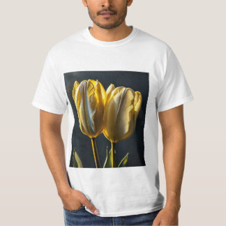 Camiseta impressão de flor de tulipa.