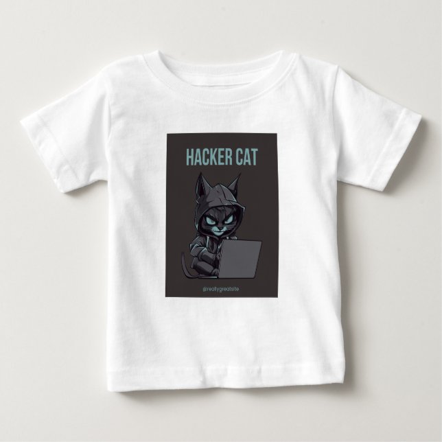 Camiseta impressão de gato hacker (Frente)