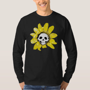 Camiseta Impressão de girassol crânio - Todos os estilos de