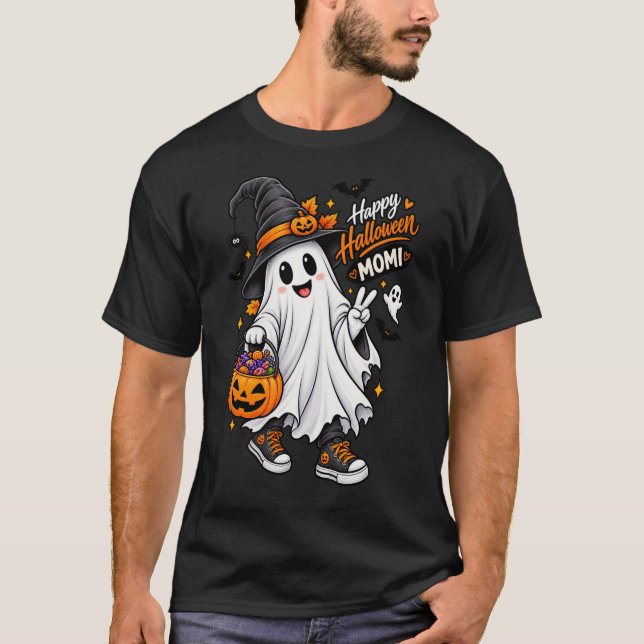 Camiseta Impressão de Halloween com fantasma (Frente)