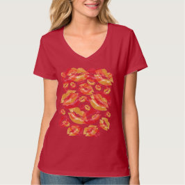 Camiseta Impressão de Lábios Vermelhos e Roxos Galante e Di