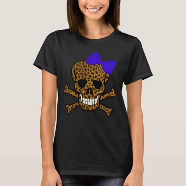 Camiseta Impressão de Leopardo Chic Pirata Arco Azul (Frente)