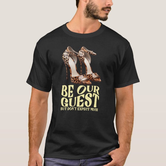 Camiseta Impressão de leopardo para hóspedes engraçados (Frente)