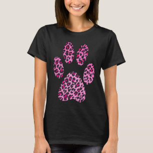 Camiseta Impressão de Leopardo Rosa Pata Gato Guepardo Jagu