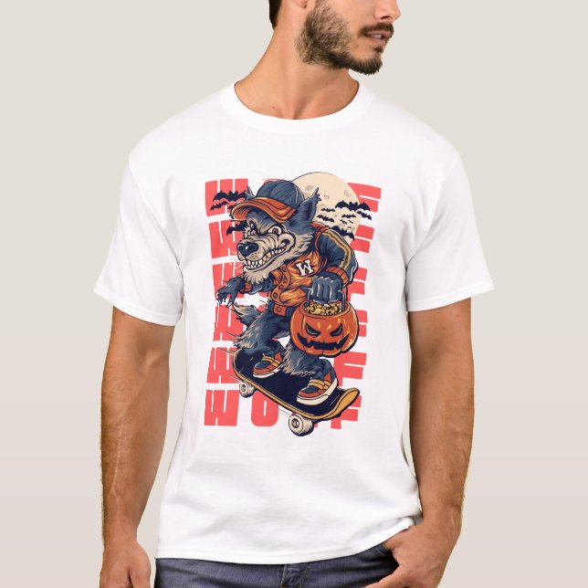Camiseta Impressão de Lobo Design de diafragmas (Frente)