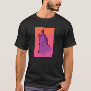 Camiseta Impressão de Lobo Solitário