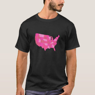 Camiseta Impressão de Mapa Rosa EUA