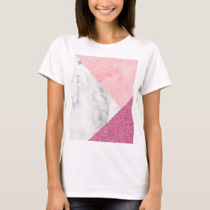 Camiseta Impressão de Mármore Rosa Brilhante