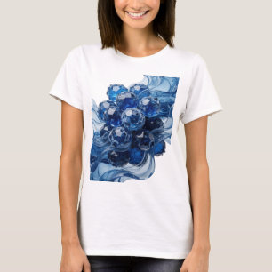 Camiseta Impressão de mirtilos de vidro azul prateado espir