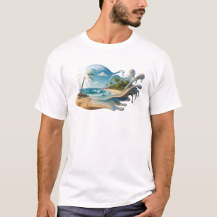 Camiseta Impressão de Moda ABSTRATA de Praia Ousada