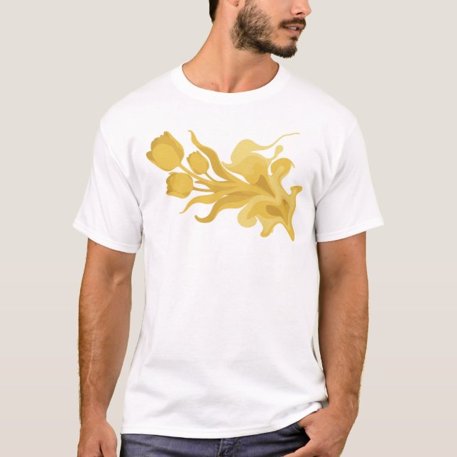 Camiseta Impressão de moda de flor abstrata dinâmica (Frente)