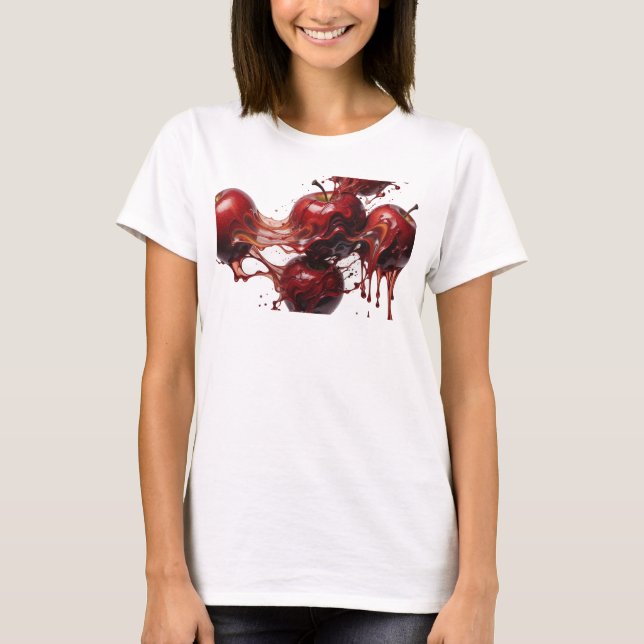 Camiseta Impressão de Moda de Maçã Abstrata Vermelha Marcan (Frente)