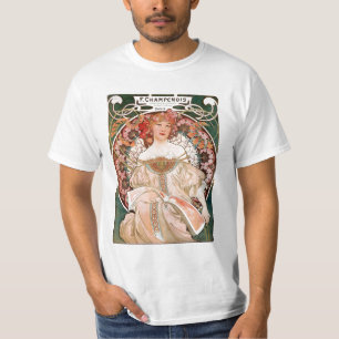 Camiseta Impressão de Nouveau Mucha da arte do vintage