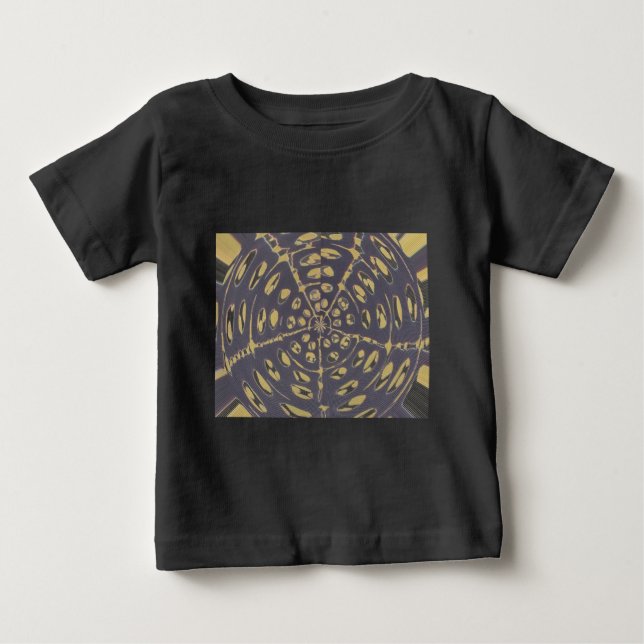 Camiseta Impressão de Padrão Radial da Bolinhas Verde Oleíc (Frente)