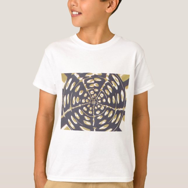 Camiseta Impressão de Padrão Radial da Bolinhas Verde Oleíc (Frente)