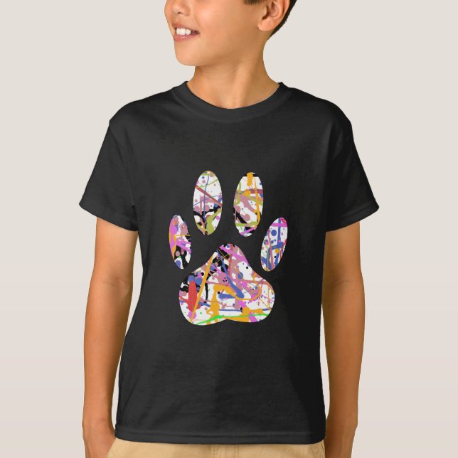 Camiseta Impressão de Paint Splatter Dog Paw (Frente)