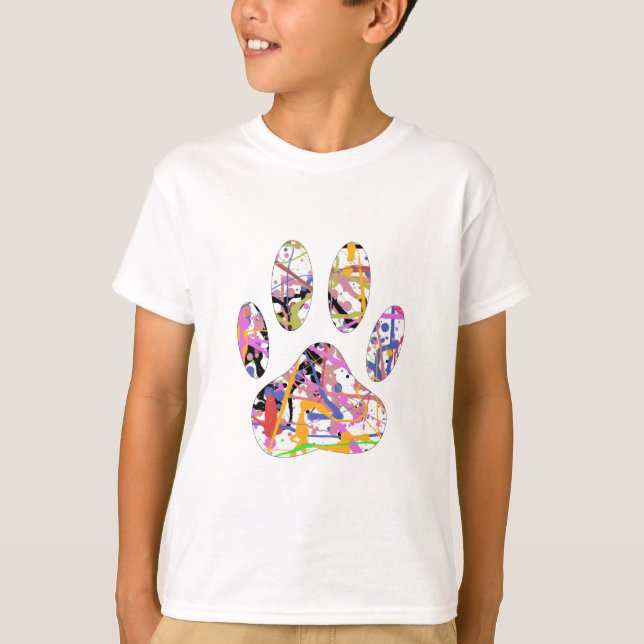 Camiseta Impressão de Paint Splatter Dog Paw (Frente)