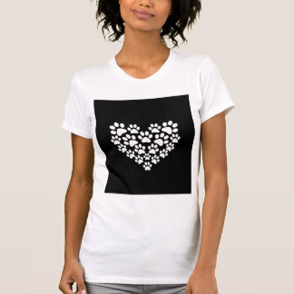 Camiseta Impressão de Pata Branca, Preta-Cura