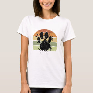 Camiseta Impressão de Pata de Cachorro com respingos de tin