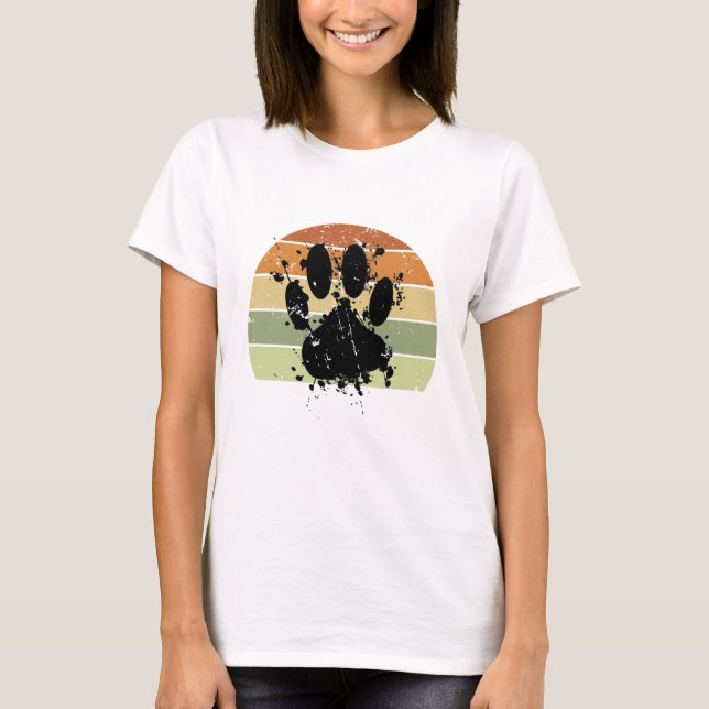 Camiseta Impressão de Pata de Cachorro com respingos de tin (Frente)