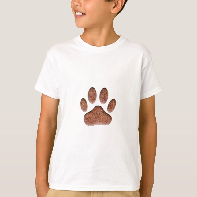 Camiseta Impressão de Pata de Cachorro de Textura de Couro (Frente)