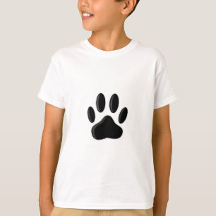 Camiseta Impressão de Pata de Cachorro Preto com Efeito de 