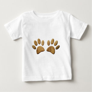 Camiseta Impressão de Pata de Cão de Madeira