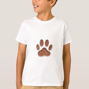 Camiseta Impressão de Pata de Cão de Textura de Couro