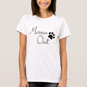 Camiseta Impressão de Pata de Chat Maman Dizendo Camisa-T