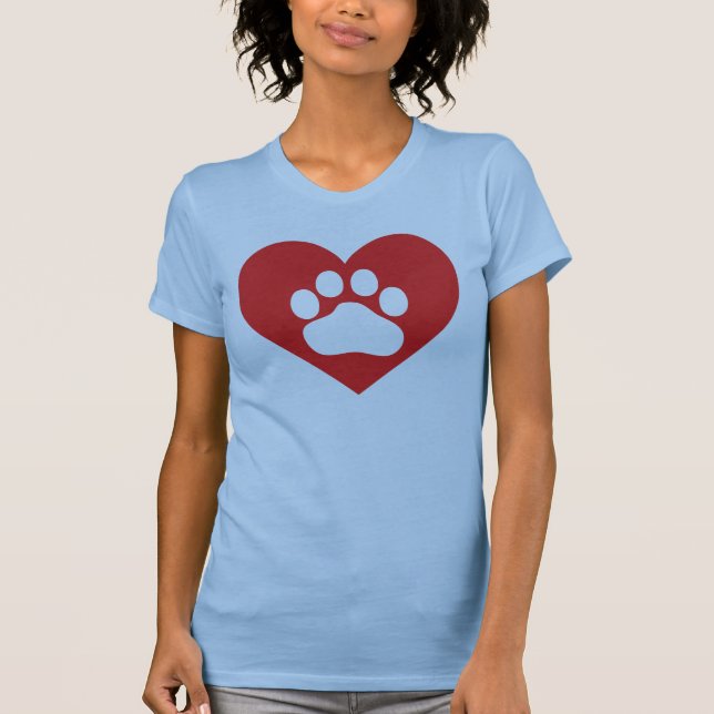 Camiseta Impressão de Pata do Coração (Frente)