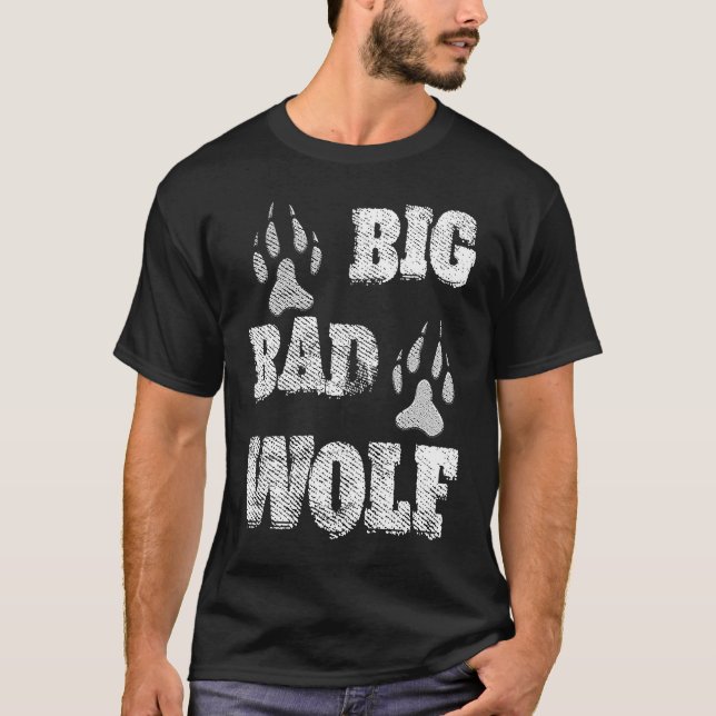 Camiseta Impressão de pata estressada do lobo mau e grande (Frente)