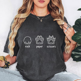 Camiseta Impressão de Pata Pedra Papel Tesoura Presente Div