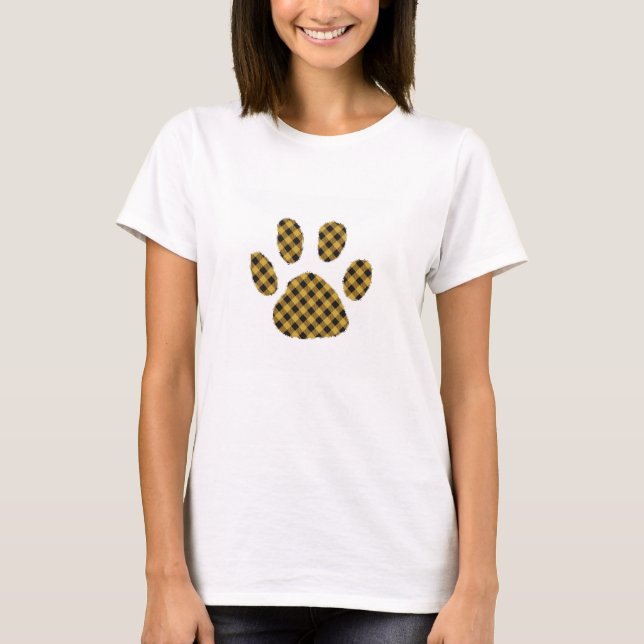Camiseta Impressão de pata xadrez de outono (Frente)
