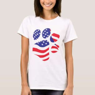 Camiseta Impressão de Paw Animal Patriótica