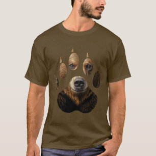 Camiseta Impressão de Paw Urso Natural Selvagem