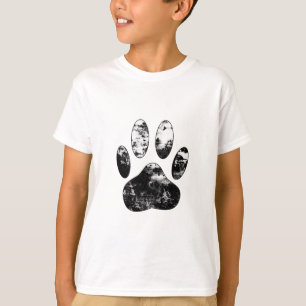 Camiseta Impressão de Pista de Cachorro Preto e Branco