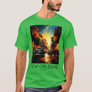 Camiseta Impressão de Pop de Arte de Nova Orleans Louisiana